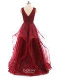 Organza Long Prom Dresses for Women Formal with Ruffles & Beads