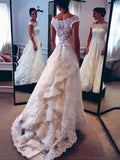A-Line/Princess Scoop Court Train Sleeveless Lace Bride Dresses