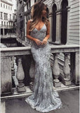 Sexy Backless Sweetheart Sequined Tulle Mermaid Bandage Prom Dress