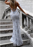 Sexy Backless Sweetheart Sequined Tulle Mermaid Bandage Prom Dress