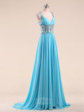Gorgeous Court Train Chiffon Long Evening Dresses / Formal Dresses