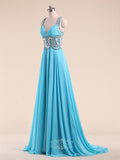 Gorgeous Court Train Chiffon Long Evening Dresses / Formal Dresses