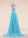 Gorgeous Court Train Chiffon Long Evening Dresses / Formal Dresses