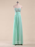 Beading Sweetheart Sleeveless Chiffon Long Prom Dresses