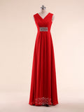 Simple Chiffon Bridesmaid Dresses / Wedding Guest Dresses with V-Neck
