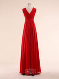 Simple Chiffon Bridesmaid Dresses / Wedding Guest Dresses with V-Neck