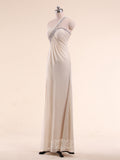 Sexy One-Shoulder Sleeveless Chiffon Long Prom Gowns