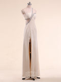 Sexy One-Shoulder Sleeveless Chiffon Long Prom Gowns