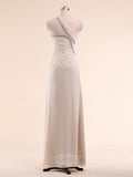 Sexy One-Shoulder Sleeveless Chiffon Long Prom Gowns