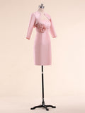 Strapless Taffeta Short Bridesmaid Dresses with Handmade Flower and Jacket
