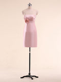Strapless Taffeta Short Bridesmaid Dresses with Handmade Flower and Jacket