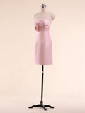 Strapless Taffeta Short Bridesmaid Dresses with Handmade Flower and Jacket