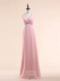 Rhinestones Halter Chiffon Long Prom Dresses