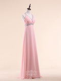Rhinestones Halter Chiffon Long Prom Dresses