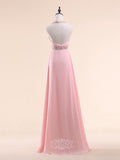 Rhinestones Halter Chiffon Long Prom Dresses