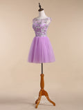High Neck Tulle Homecoming Dress / Short Prom Dresses