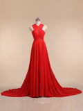 Chiffon Backless Sleeveless Long Evening Dresses Celebrity Dresses / Red Carpet Dresses