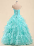 Sweetheart Organza Ruffles Beading Long Prom Dresses / Quinceanera Dresses
