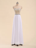 A-Line Sweetheart Rhinestones Chiffon Long Prom Dresses