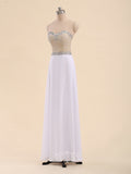 A-Line Sweetheart Rhinestones Chiffon Long Prom Dresses