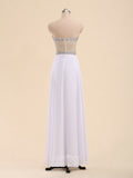 A-Line Sweetheart Rhinestones Chiffon Long Prom Dresses