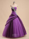Luxurious Tulle Sweetheart Pleated Long Quinceanera Dresses / Prom Dresses