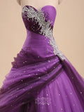 Luxurious Tulle Sweetheart Pleated Long Quinceanera Dresses / Prom Dresses