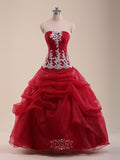 Appliqued Organza Long Quinceanera Dresses / Ball Gown Prom Dress