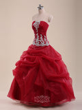 Appliqued Organza Long Quinceanera Dresses / Ball Gown Prom Dress