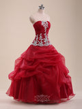 Appliqued Organza Long Quinceanera Dresses / Ball Gown Prom Dress