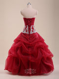 Appliqued Organza Long Quinceanera Dresses / Ball Gown Prom Dress