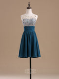 Chiffon Sleeveless Crystal Short Party Dresses / Homecoming Dresses