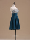 Chiffon Sleeveless Crystal Short Party Dresses / Homecoming Dresses
