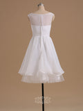 Simple Organza High Neck Bowknot Sleeveless Short Wedding Dresses