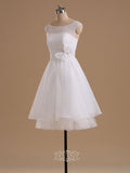 Simple Organza High Neck Bowknot Sleeveless Short Wedding Dresses