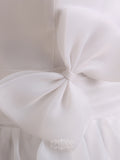 Simple Organza High Neck Bowknot Sleeveless Short Wedding Dresses