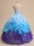 Luxurious Organza Sweetheart Sleeveless Beaded Quinceanera Dresses / Ball Gown Prom Dresses