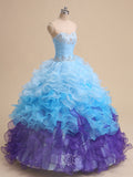 Luxurious Organza Sweetheart Sleeveless Beaded Quinceanera Dresses / Ball Gown Prom Dresses