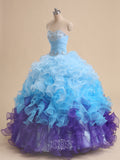 Luxurious Organza Sweetheart Sleeveless Beaded Quinceanera Dresses / Ball Gown Prom Dresses
