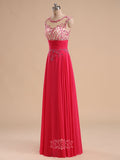 Sleeveless High Neck Long Chiffon Prom Dresses