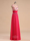 Sleeveless High Neck Long Chiffon Prom Dresses