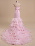 Sweetheart Organza Beading Ruffles Mermaid Wedding Dress