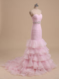 Sweetheart Organza Beading Ruffles Mermaid Wedding Dress