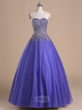 Sweetheart Tulle Beading Ball Gown Prom Dresses