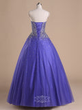 Sweetheart Tulle Beading Ball Gown Prom Dresses