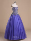 Sweetheart Tulle Beading Ball Gown Prom Dresses