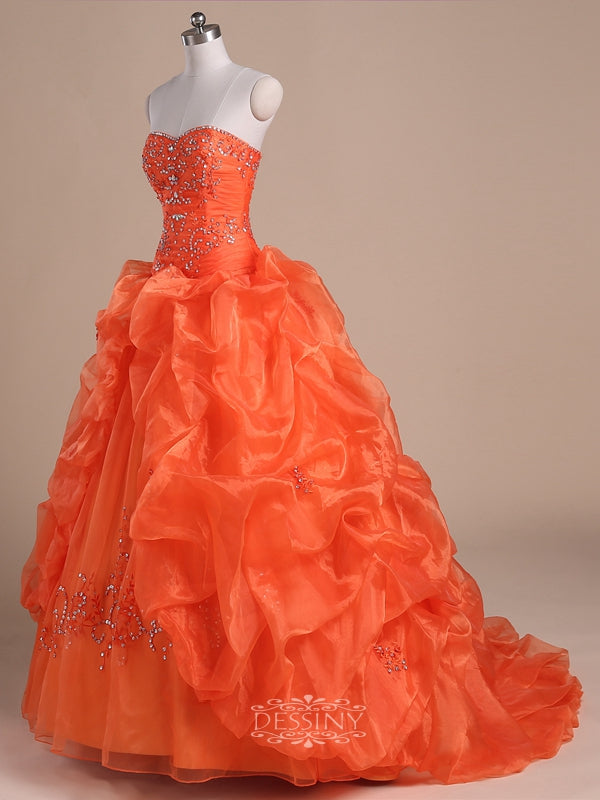 Sleeveless Tulle Quinceanera Dress / Ball Gown Prom Dresses with Pick-Ups