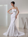 Trumpet/Mermaid Beading Sweetheart Sleeveless Long Taffeta Wedding Dresses