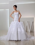 Trumpet/Mermaid Beading Sweetheart Long Organza Wedding Dresses