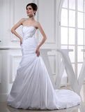 Beading Trumpet/Mermaid Long Taffeta Wedding Dresses